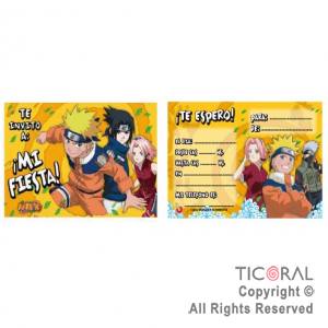 NARUTO INVITACION GRANDE x 10